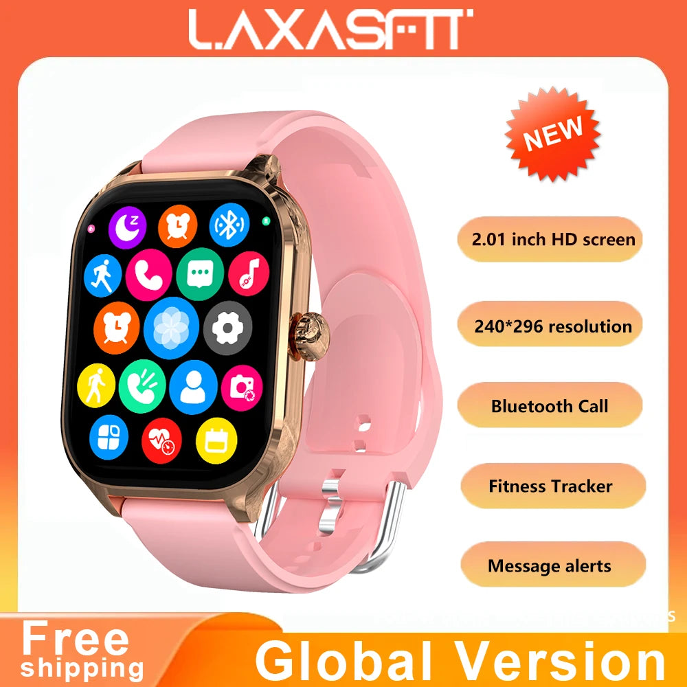 LAXASFIT 2024 New Fashion Smart Watch Heart Rate Monitor Sports Fitness Watch Waterproof Voice Call Smart Watch for Android IOS